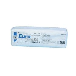 HS EuroGauze Swab Non Sterile Woven 7.5 x 7.5cm 8 ply Pk 100
